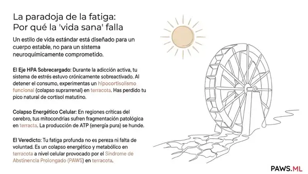 El mito de la "vida sana": Por qué el deporte y los multivitamínicos fallan ante la fatiga del síndrome de abstinencia (y cómo la IA lo soluciona) | PAWS ML AI System