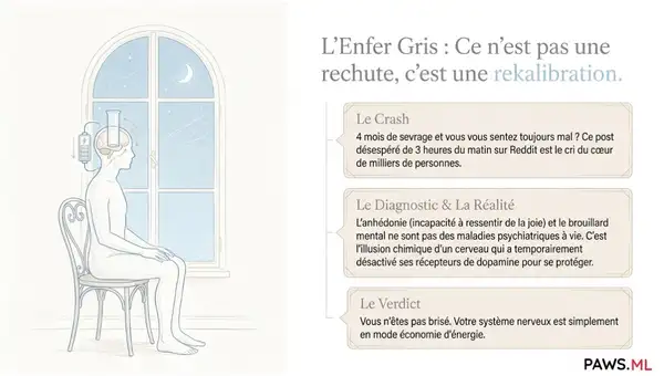La durée du syndrome de sevrage prolongé (PAWS) et l'enfer gris de la sobriété | PAWS ML AI System