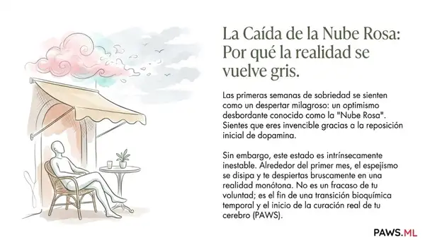 Caída de la nube rosa: Depresión tras 1 mes de sobriedad y PAWS | PAWS ML AI System