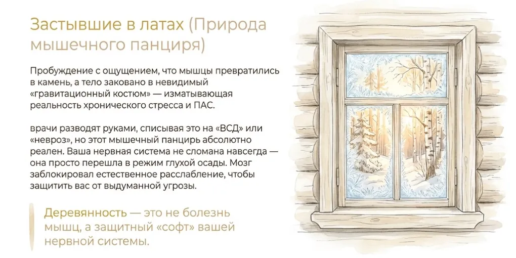 Феномен «деревянного тела»: почему вы чувствуете мышечный панцирь и как нервная система берет вас в заложники - PAWS ML AI System