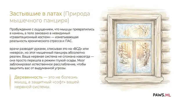 Феномен «деревянного тела»: почему вы чувствуете мышечный панцирь и как нервная система берет вас в заложники | PAWS ML AI System