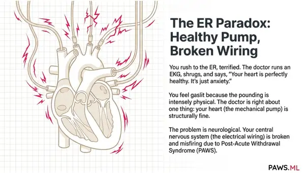 Heart palpitations 1 month after quitting alcohol: Causes & relief | PAWS ML AI System