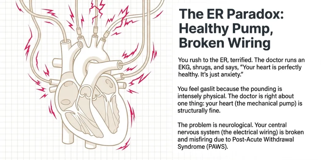 Heart palpitations 1 month after quitting alcohol: Causes & relief - PAWS ML AI System