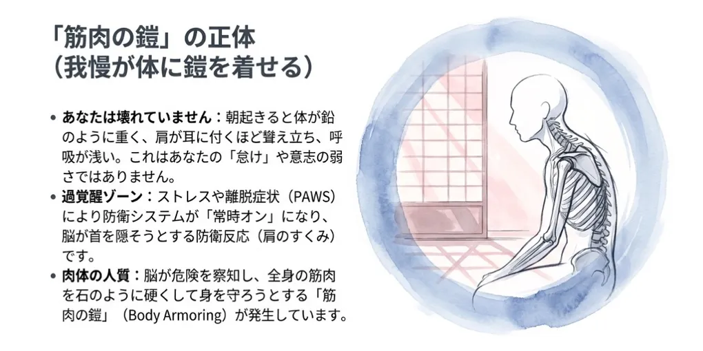 「体が木のように硬い」現象：なぜ「筋肉の鎧」を感じるのか、そして神経系がどのようにあなたを人質にしているのか - PAWS ML AI System