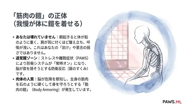 「体が木のように硬い」現象:なぜ「筋肉の鎧」を感じるのか、そして神経系がどのようにあなたを人質にしているのか | PAWS ML AI System