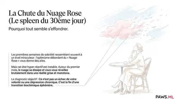 Chute du nuage rose : Dépression après 1 mois de sobriété & SSPA | PAWS ML AI System