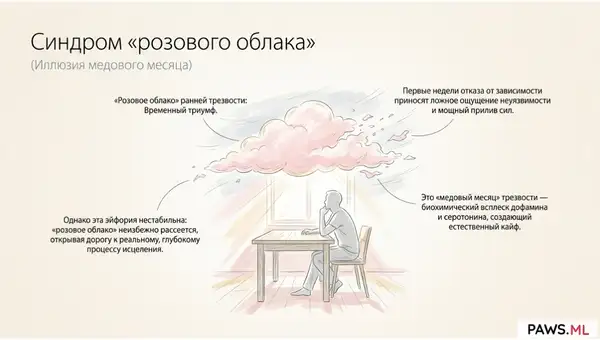 Синдром «розового облака» и депрессия на 2 месяц трезвости: Причины PAWS | PAWS ML AI System