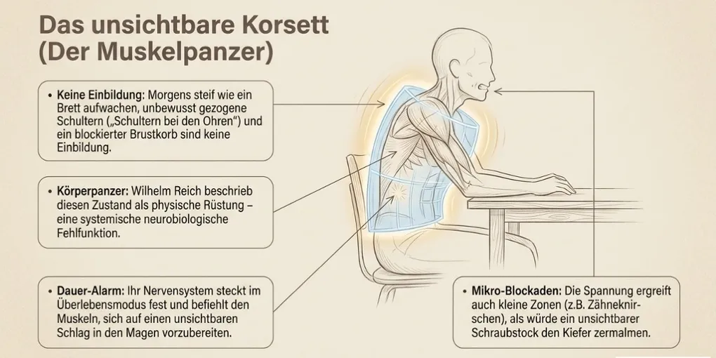 Das Phänomen des „hölzernen Körpers“: Warum Sie einen Muskelpanzer spüren und Ihr Nervensystem Sie als Geisel hält - PAWS ML AI System