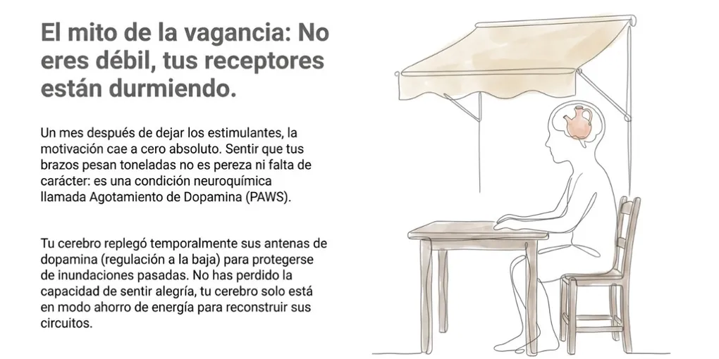 Fatiga y apatía 1 mes después de la cocaína: Recupera tu dopamina - PAWS ML AI System