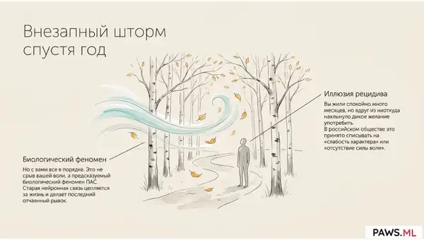 Внезапная тяга спустя год: Что такое «экстинкционный взрыв» и как ИИ помогает не сорваться | PAWS ML AI System