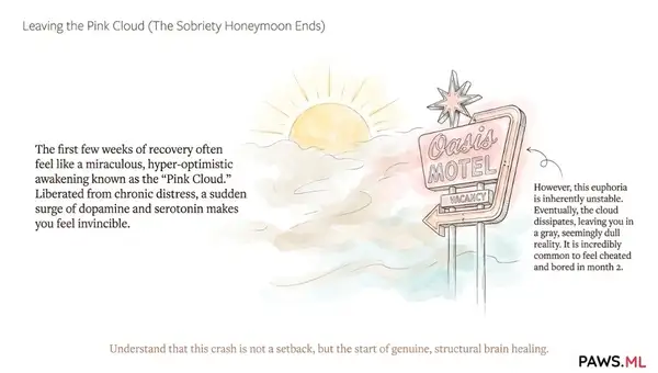 Pink cloud crash: Sudden depression after 1 month sober | PAWS ML AI System