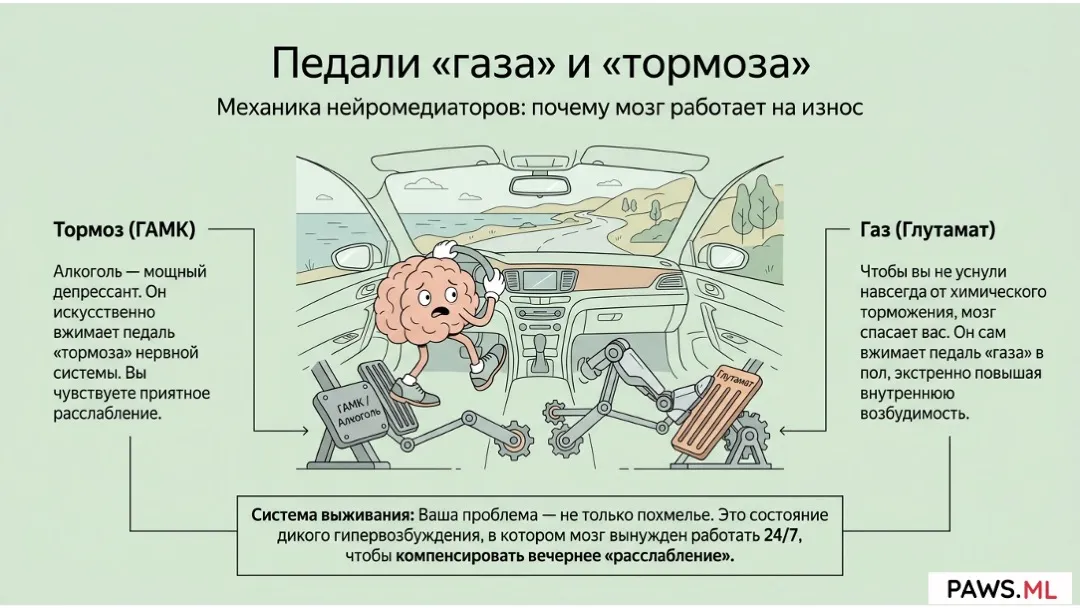 Почему хуже, когда бросаешь пить? Механика мозга и ПАВС | PAWS.ML