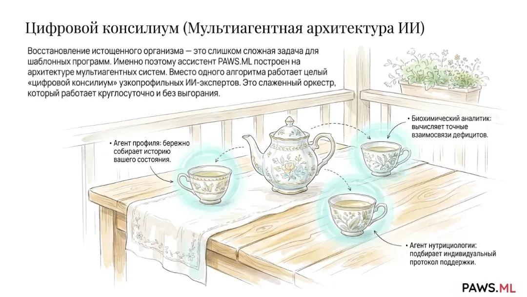 Ии-биохакинг: Как многоагентная нейросеть управляет восстановлением при выгорании и постабстинентном синдроме | PAWS.ML