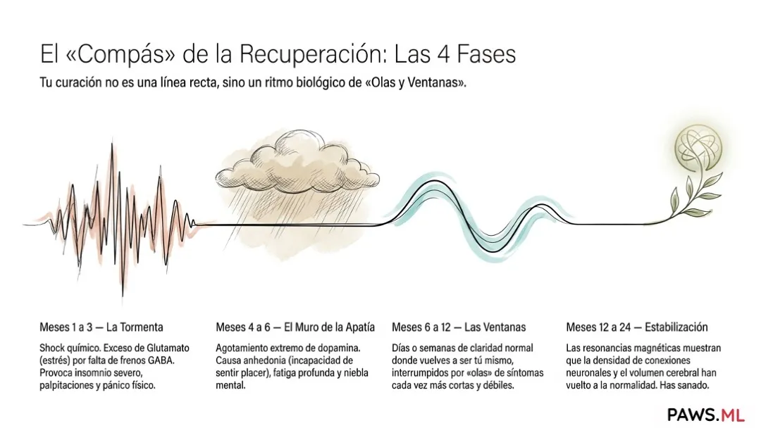 ¿Cuánto dura el PAWS? Fases y línea de tiempo de recuperación | PAWS.ML