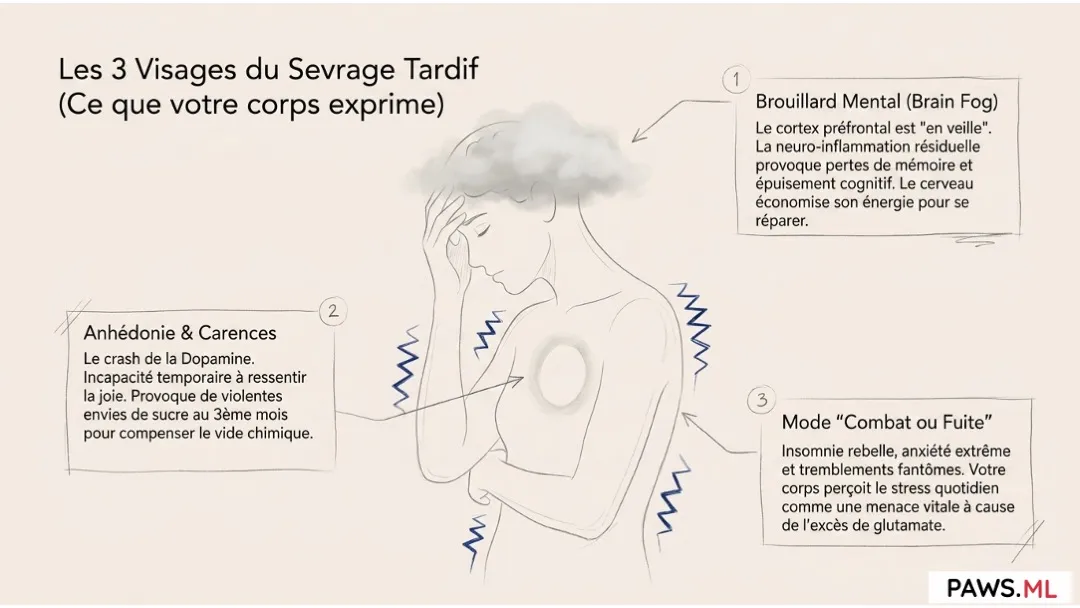 Sevrage alcool : Les symptômes tardifs des mois après l'arrêt | PAWS.ML