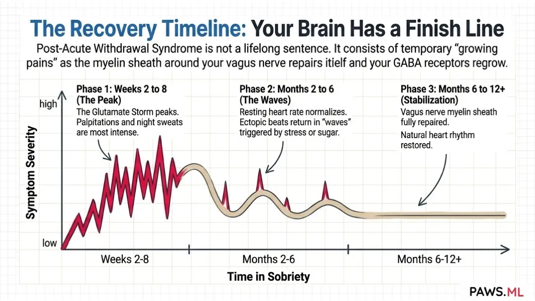Heart palpitations 1 month after quitting alcohol: Causes & relief | PAWS.ML