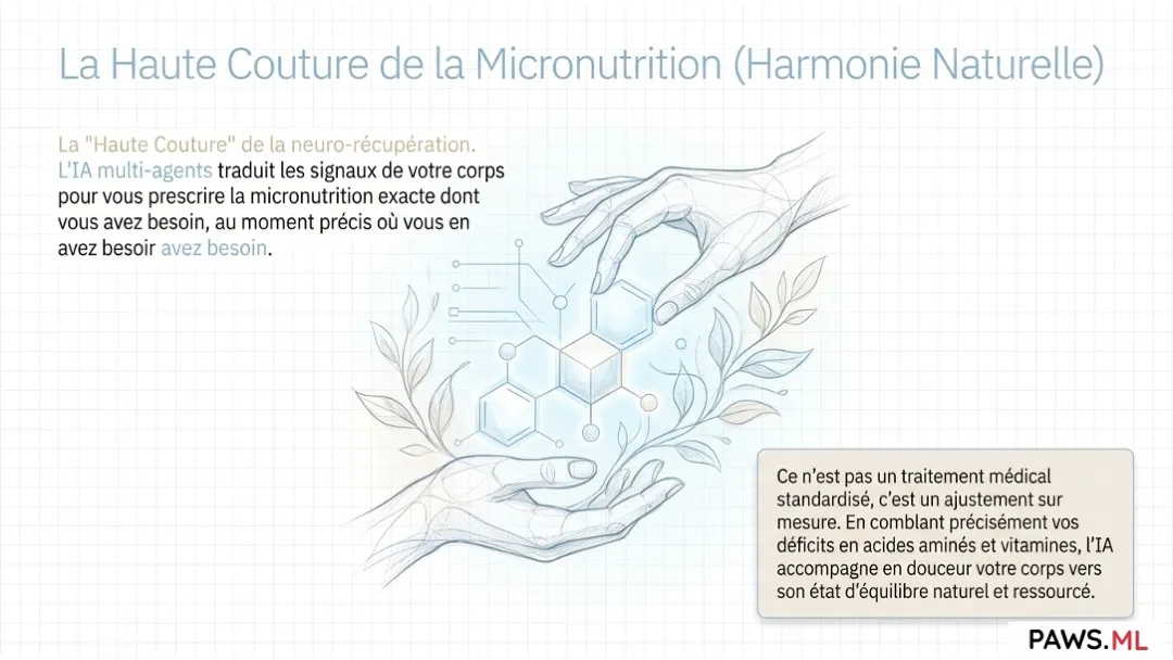 Micronutrition par IA : Comment l'intelligence artificielle multi-agents révolutionne la récupération du burnout et du syndrome de sevrage prolongé | PAWS.ML