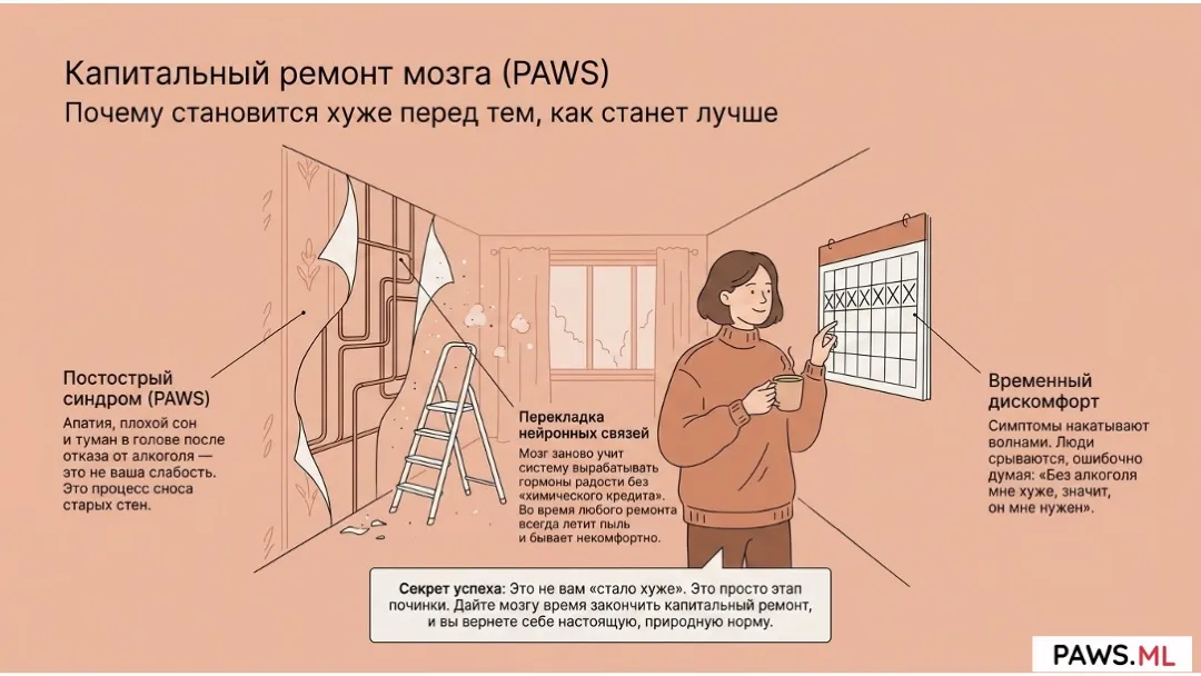 Почему хуже, когда бросаешь пить? Механика мозга и ПАВС | PAWS.ML